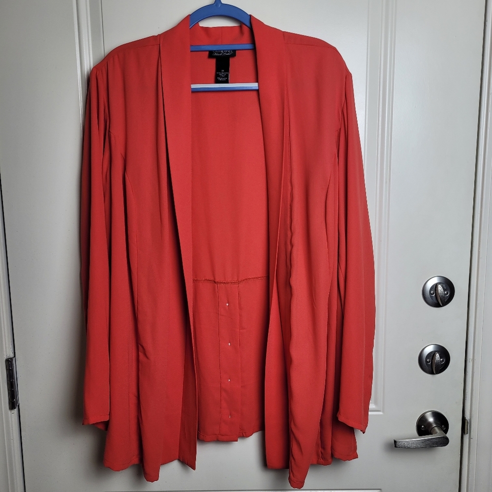 Catherines Women's Cardigan 3X Red Lightweight Long Sleeve